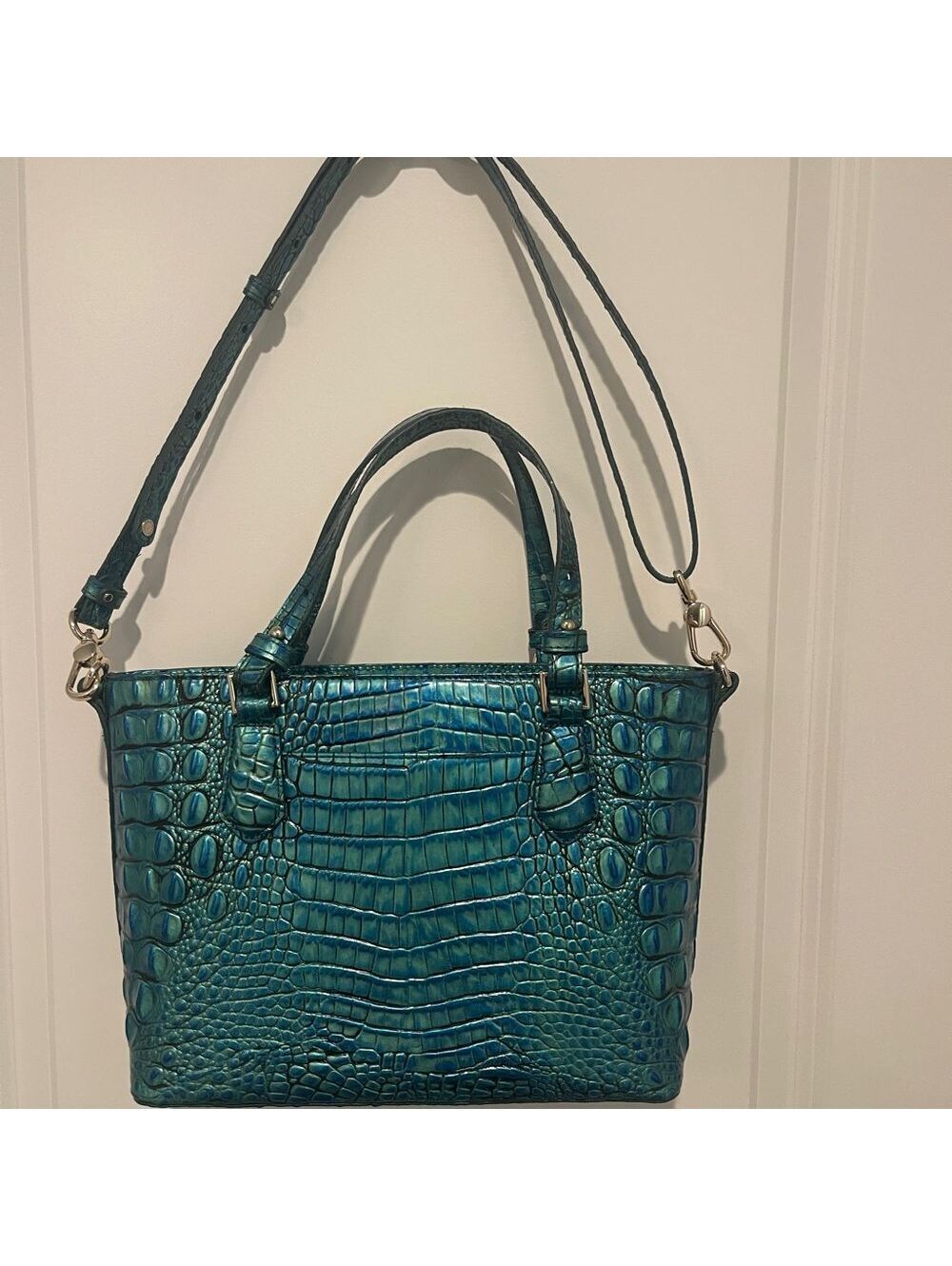 Brahmin Mini Misha Peacock Melbourne Genuine Leather - Teal Blue Green Color - Picture 5 of 9